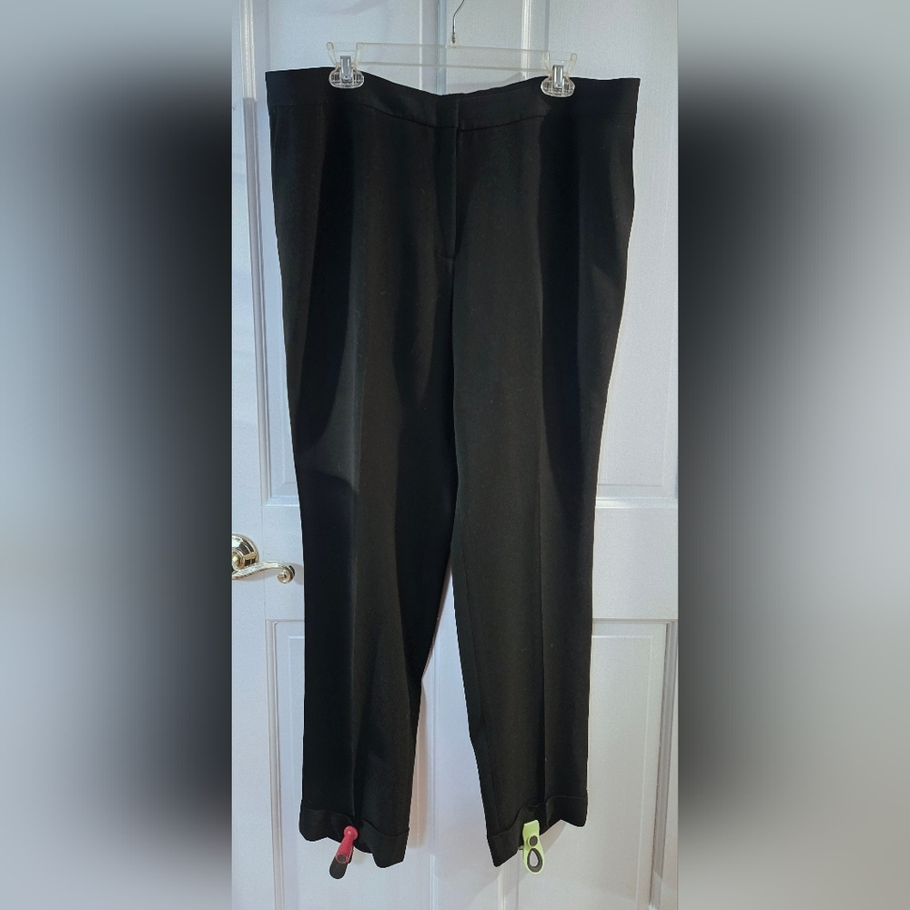 Lafayette 148NY Clinton black cuffed creased work slacks 29½ inseam sz 18